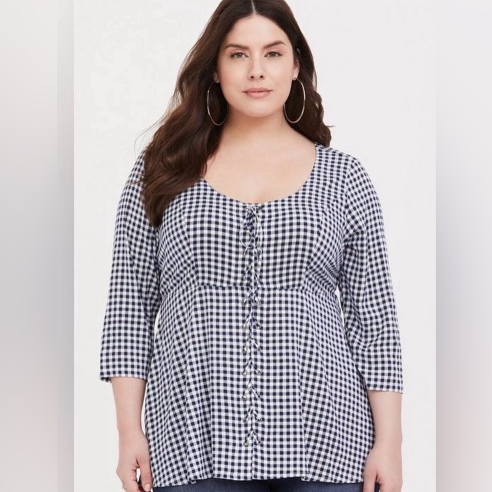 Torrid navy & white flannel babydoll